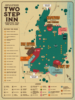 The map for Two Step Inn shows a new layout compared to other years, no chair zones, more restrooms and the locations of brand pop-ups. (Map Courtesy Two Step Inn)