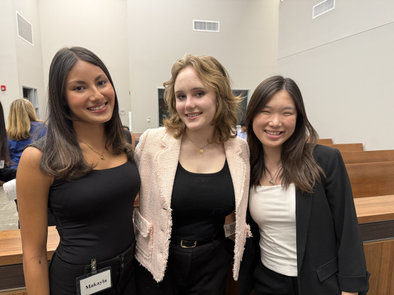 Defense attorneys (left to right) Makayla Saucedo, Anabelle Harris and Yewon Jo. There are 54 teens participating in teen court, organization in the Williamson County Municipal Court, who alternate being lawyers, serving as judge and participating on the jury.