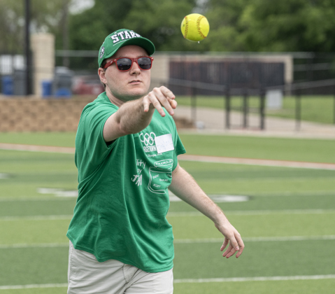 Bridges student Dylan Shellbert competes in the softball throw during  the Georgetown ISD Special Olympics on Tuesday, May 5, 2026.