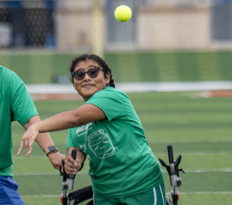 Benold Middle School student Ariana Mata, 12, competes in the tennis ball throw during  the Georgetown ISD Special Olympics on Tuesday, May 5, 2026.