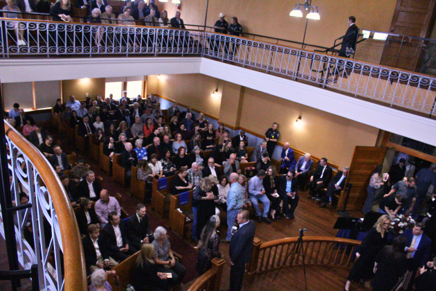 The historic 26th District Courtroom in Georgetown was filled with family, friends, and colleagues who wanted pay their respects and remember Judge Kennon. Photo by Nalani Nuylan.