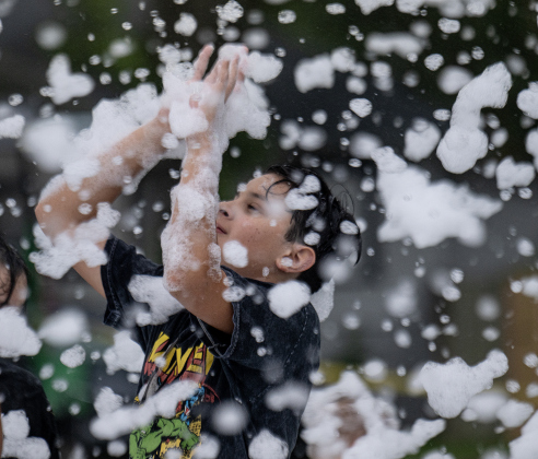 Gavin Barrett, 12, had fun at the Foam Party during the 47th Annual Lakefest in downtown Granger on Friday, May 8, 2026.    Photo by Andy Sharp.