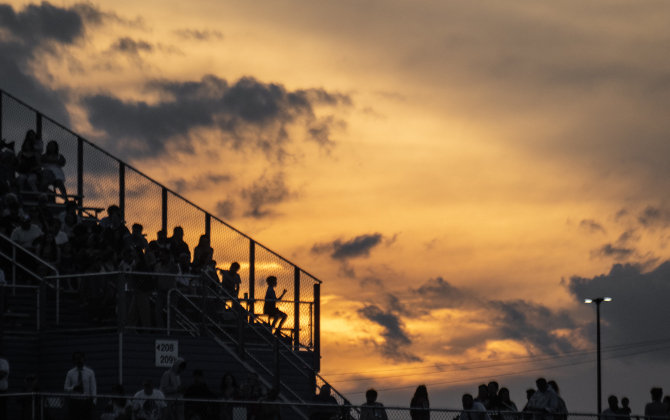 Sunset nears at Birkelbach Stadium during the 2026 Georgetown High School commencement, held Friday, May 22, 2026.