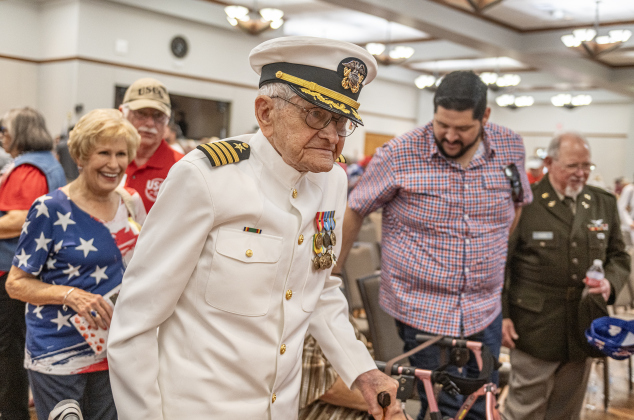 Navy Veteran Sylvester Shelton, 97, who retired as a Captain, attended  the Memorial Day ceremony in his full dress uniform  in Sun City on Monday, May 25, 2026.  Photo by Andy Sharp.