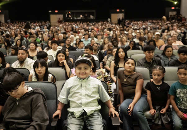 4-year-old George Medrano (center) was there to cheer for his cousin, graduating senior Isaac De La Cruz, during the Richarte High School  Class of 2026 Commencement held at the Rodney and Mary Klett Performing Art Center on Thursday, May 21, 2026.