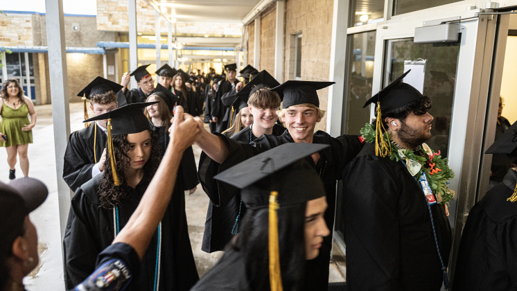 Richarte High School graduating seniors make their way from the Georgetown High Gymnasium into the Rodney and Mary Klett Performing Art Center during  the Class of 2026 Commencement on Thursday, May 21, 2026.