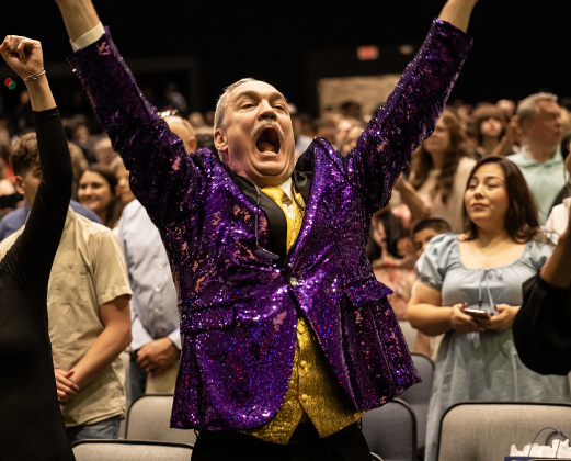 Russ Burleson, father of graduating senior Lilly Hoer, cheers for his daughter during the Richarte High School Class of 2026 Commencement held at the Rodney an Mary Klett Performing Art Center on Thursday, May 21, 2026.