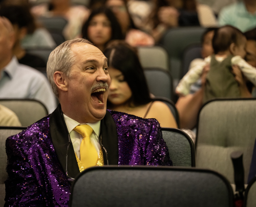 Russ Burleson, father of Richarte senior Lilly Hoer, cheers for his daughter during the Richarte High School Class of 2026 Commencement held at the Rodney an Mary Klett Performing Art Center on Thursday, May 21, 2026.