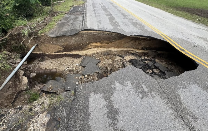 Repairs will be made to Berry Creek Drive after it was damaged by weather earlier this week. (Photo courtesy Kevin Pitts)