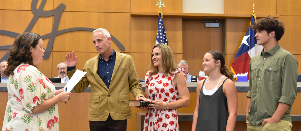 Mayor Josh Schroeder was joined by his wife Ashley and two of his three children.