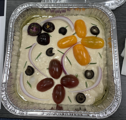 Sourdough focaccia bread made during a Extension Office class seen before and after being baked. (Photos by Kaitlyn Wilkes) 