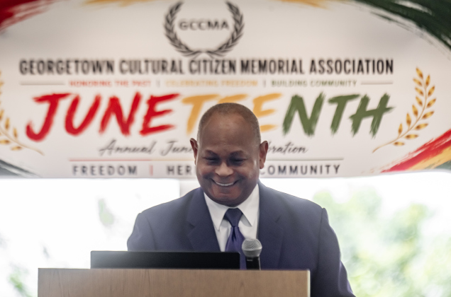 Loren D. Alves, DDS was the keynote speaker for  the 74th Annual Juneteenth  Celebration held at the Georgetown Community Center on Saturday, June 13, 2026.  The event is hosted by the Georgetown Cultural Citizen Memorial Association.    Photo by Andy Sharp.