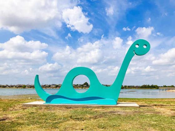 “Nessie” by Jeffie Brewer overlooks Lake Pflugerville.