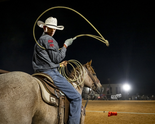 Zane Guerra of Jourdanton, Texas prepares to take part in Team Roping  during the Williamson County Sheriff’s Posse Rodeo on Friday, June 27, 2025. (Sun Archive)