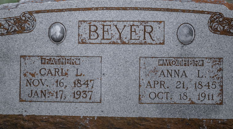 The gravesites of Carl and Anna Beyer are at Mager Cemetery. Flags will be placed here in Beyersville by the Herman Sons Coupland-New Bern Lodge on Saturday, June 13.