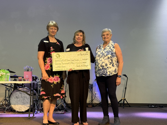 A Gift of Time’s receives a $20,000 grant. From left are Carol Stuewe (Seeds compliance committee), A Gift of Time Executive Director Becky Folta-May and Linda Shell (Seeds Grants Committee). Photos by Abbey Archer