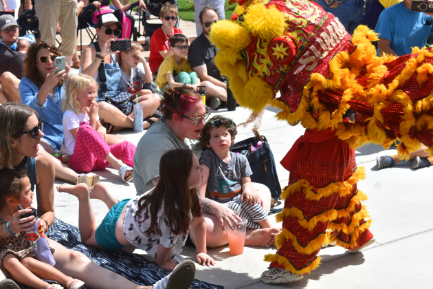 The dragon engages audience members. Photo by Katherine Hamilton