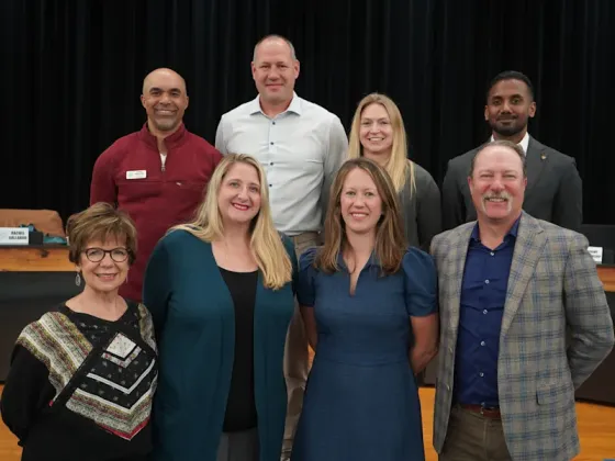Georgetown ISD trustees stand with Superintendent Devin Padavil. Photo courtesy Georgetown ISD