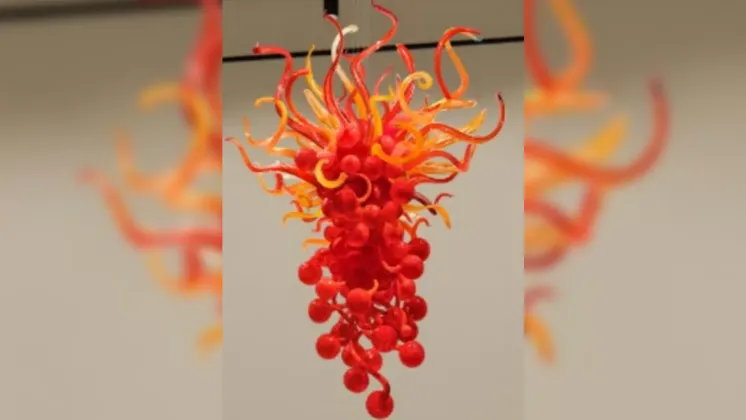 Chihuly’s “Ruby Sunstone Pineapple”  is ready for public viewing at the City Arts Center in downtown Round Rock