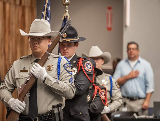 Presentation of the Colors was conducted by Williamson County EMS and Sheriff’s Office Honor Guard during the Williamson County Administration Building Grand Opening Celebration on Tuesday, July 14, 2026.  A County Showcase was held in addition to a ribbon cutting ceremony in the County Commissioners Courtroom.   Photo by Andy Sharp