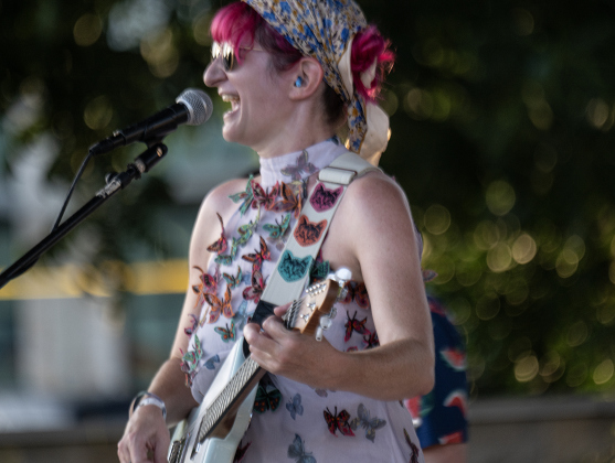 Laura Blewitt (pictured)and her Wild Heaven Band performed during the 6th Annual Taylor Pride Festival, held at Heritage Square Park on Saturday evening, June 27, 2026.     Photo by Andy Sharp