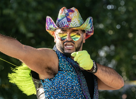 Elo (just the one name he uses)  performs during the 6th Annual Taylor Pride Festival, held at Heritage Square Park on Saturday evening, June 27, 2026.     Photo by Andy Sharp