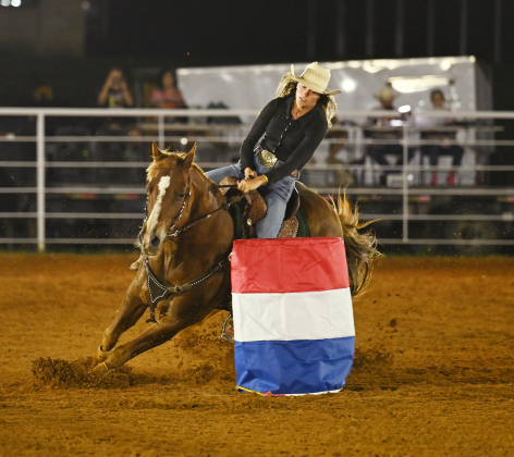 Charli McLemore competes in Barrel Racing at the 82nd Annual Williamson County Sheriff’s Posse Rodeo on Friday, June 26, 2026. The rodeo continued through Saturday night.    Photo by Andy Sharp