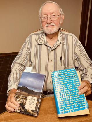 Georgetown resident Edward Pastor displays history books he used to learn about John Sparks, a former Nevada governor who lived in Georgetown in the late 1800s.  Photo by Linda Dwyer