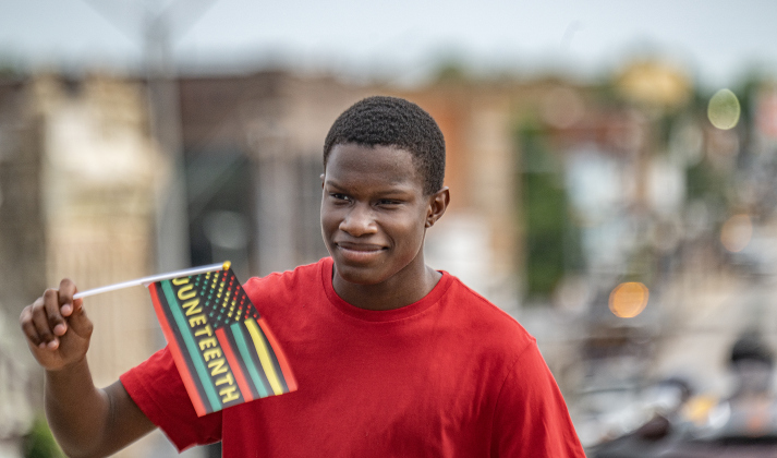 Devin Walker was a participant  in Taylor’s Juneteenth parade celebration on Saturday, June 20, 2026.    Photo by Andy Sharp