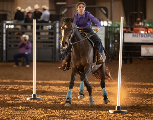Raylee Keyser competes in 15-U poles  during the 3rd Annual Bill Pickett Youth Rodeo, held at the Williamson County Expo Center on Saturday, June 20, 2026.  Contestants can be no older than 18 to participate.     Photo by Andy Sharp