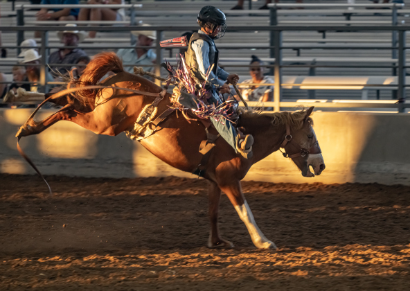 Dane Gewin competes in saddle bronc riding during the 3rd Annual Bill Pickett Youth Rodeo, held at the Williamson County Expo Center on Saturday, June 20, 2026.  Contestants can be no older than 18 to participate.     Photo by Andy Sharp