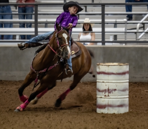 Abigail Grace Gebhart competes in 11-U barrel racing  during the 3rd Annual Bill Pickett Youth Rodeo, held at the Williamson County Expo Center on Saturday, June 20, 2026.  Contestants can be no older than 18 to participate.     Photo by Andy Sharp