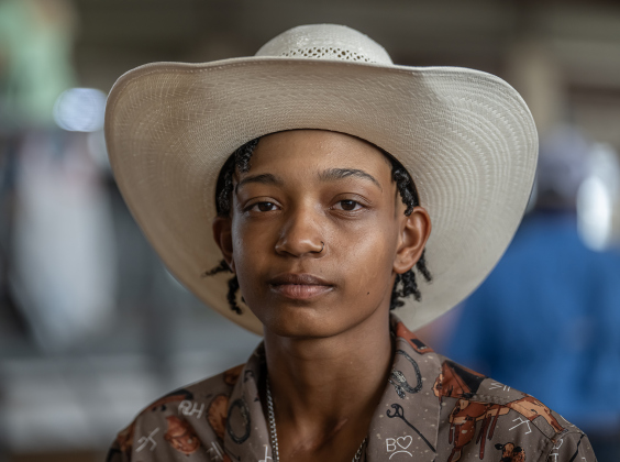 Garrett Nalley, 12, a bareback rider from Rochelle, Texas, gets ready to compete during the 3rd Annual Bill Pickett Youth Rodeo, held at the Williamson County Expo Center on Saturday, June 20, 2026.  Contestants can be no older than 18 to participate.     Photo by Andy Sharp