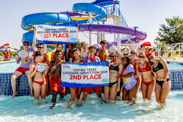 Round Rock’s winning lifeguard teams include (top row, from left) Evan Naughton, Nathalie Almanza, Emery Gutierrez, Judah Jefferson, Phoebe Grebb, Aaron Peralta and (bottom row, from left) Molliann Key, Devin Walker, Esme Solis, Matthew Bons, Amaya Lee, Molly Kirkendall, Rohita Chandramohan, Addie Covington , Madison Mabry and  Malu Camargo.   Courtesy the City of Round Rock