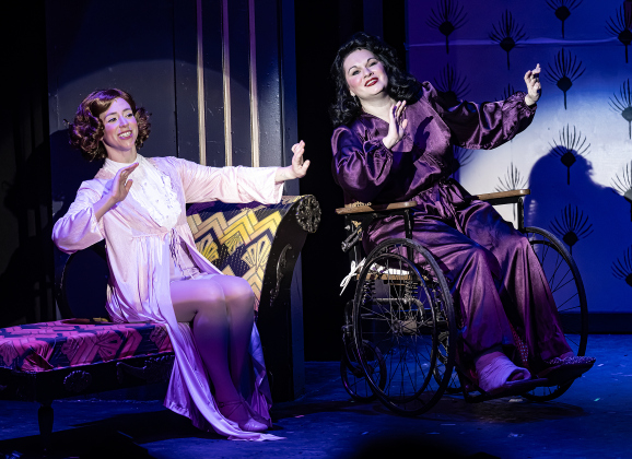Antonette Knoedl, left as Peggy Sawyer, and Lorri Boyd, right, as Dorothy Brock, are shown in a photo from the dress rehearsal of the Georgetown Palace production of “42nd Street”  on Thursday, July 23, 2026. The show runs through August 30 on the Springer Stage.   Photo by Andy Sharp
