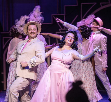 Dana McLaughlin, left, playing Billy Lawlor,  and Lorri Boyd, as Dorothy Brock, are shown in a photo from the dress rehearsal of the Georgetown Palace production of “42nd Street”  on Thursday, July 23, 2026. The show runs through August 30 on the Springer Stage.   Photo by Andy Sharp  