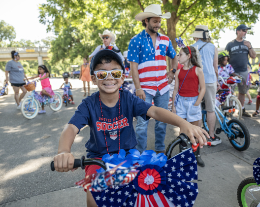 5-year-old Liam Montoya participated in the Sertoma Club’s Hometown Parade through San Gabriel Park during the Sertoma Club 4th of July celebration on Saturday, July 4, 2026.   Photo by Andy Sharp