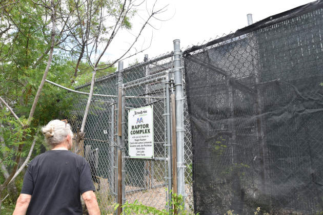 President Helen Laughlin shows off the Raptor Complex enclosure housing large birds.  Photos by Alyssa Perera