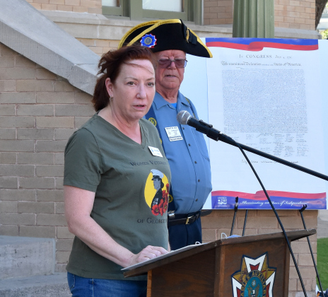 Women Veterans of Georgetown member and Sun employee Jessica Ohle read the final part of the Declaration of Independence to the crowd. The event took about 20 minutes, wrapping up around 5:20 p.m. on July 8.