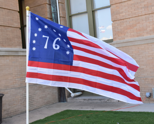 One of the flags on display at the event highlighted the 13 original colonies with the amount of stars and the year of American independence 1776.
