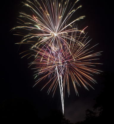 Fireworks light up the night sky at San Gabriel Park. Sun Archive. 