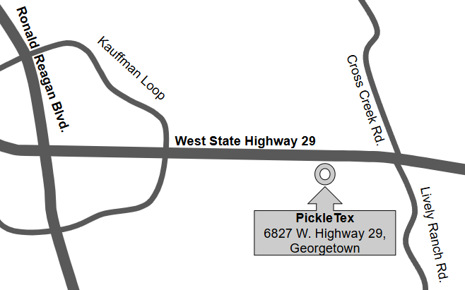 PickleTex is a new new sports facility at 6827 West State Highway 29 — about a mile east of Ronald Reagan Boulevard.