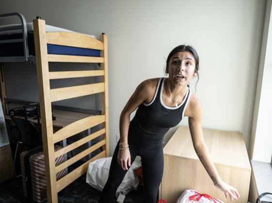 Isabella Dragon, from the Woodlands north of Houston, moves into Jessie Daniel Ames Hall during freshmen move-in day at Southwestern University on Saturday, August 15, 2026.   Isabella will be a member of the track team.