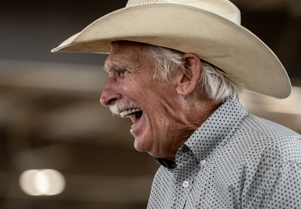 Norman Roberts, 77, of Huntsville, Texas, smiles after competing in Breakaway Roping   during the Texas Senior Pro Rodeo Association’s Rodeo held Saturday, August 15, 2026 at the Williamson County Expo Center.