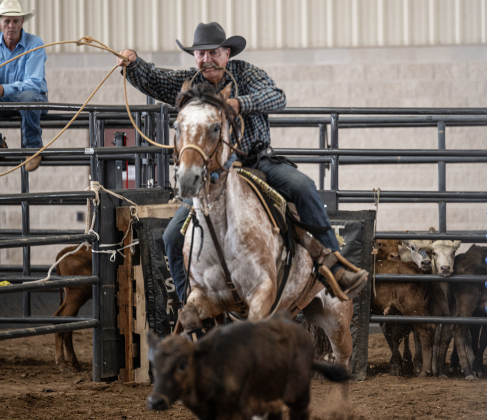 Troy Starr, 72, of Lockhart competes in Breakaway Roping during the Texas Senior Pro Rodeo Association’s Rodeo held Saturday, August 15, 2026 at the Williamson County Expo Center.