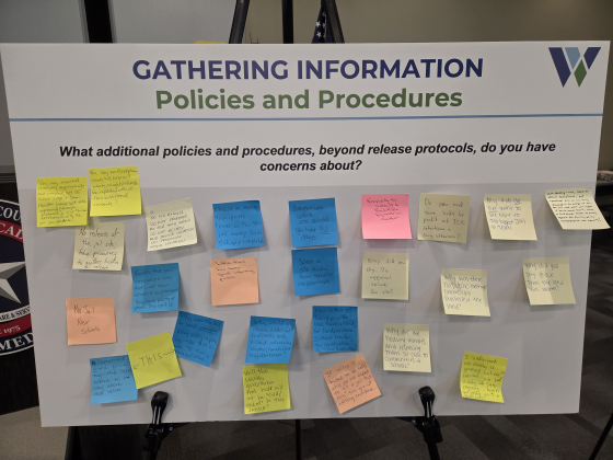 Residents provided feedback on different Justice Complex protocols. Most did not answer the actual question and instead provided general feedback. Photo by Nalani Nuylan.
