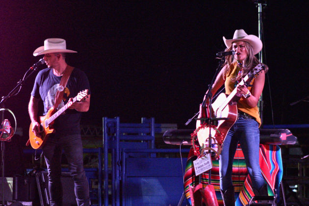 Texas Country Artist of the Decade Bri Bagwell, right, and her band mate headline a charity concert for the Jarrell Community Library and Resource Center at the Williamson County Sheriff's Posse Rodeo Area, July 25. Photo by Nalani Nuylan.