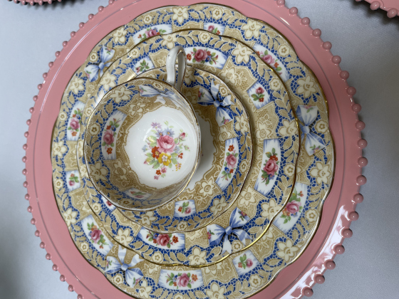 One of more than 30 dinnerware sets owned by Virginia Cambron.