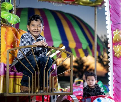 7-year-old Jaxon Perez has fun on a carnival ride during the Williamson County Fair, held on Wednesday, October 21, 2026. The fair and the Wiliiamson County Rodeo continued through October 24th at the Williamson County Expo Center. Photo by Andy Sharp