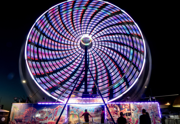 The ferris wheel spins during the Williamson County Fair, held on Wednesday, October 21, 2026. The fair and the Wiliiamson County Rodeo continued through October 24th at the Williamson County Expo Center. Photo by Andy Sharp